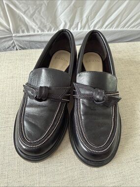 Alexandre Birman Black Leather Knot-Detail Moccasins
